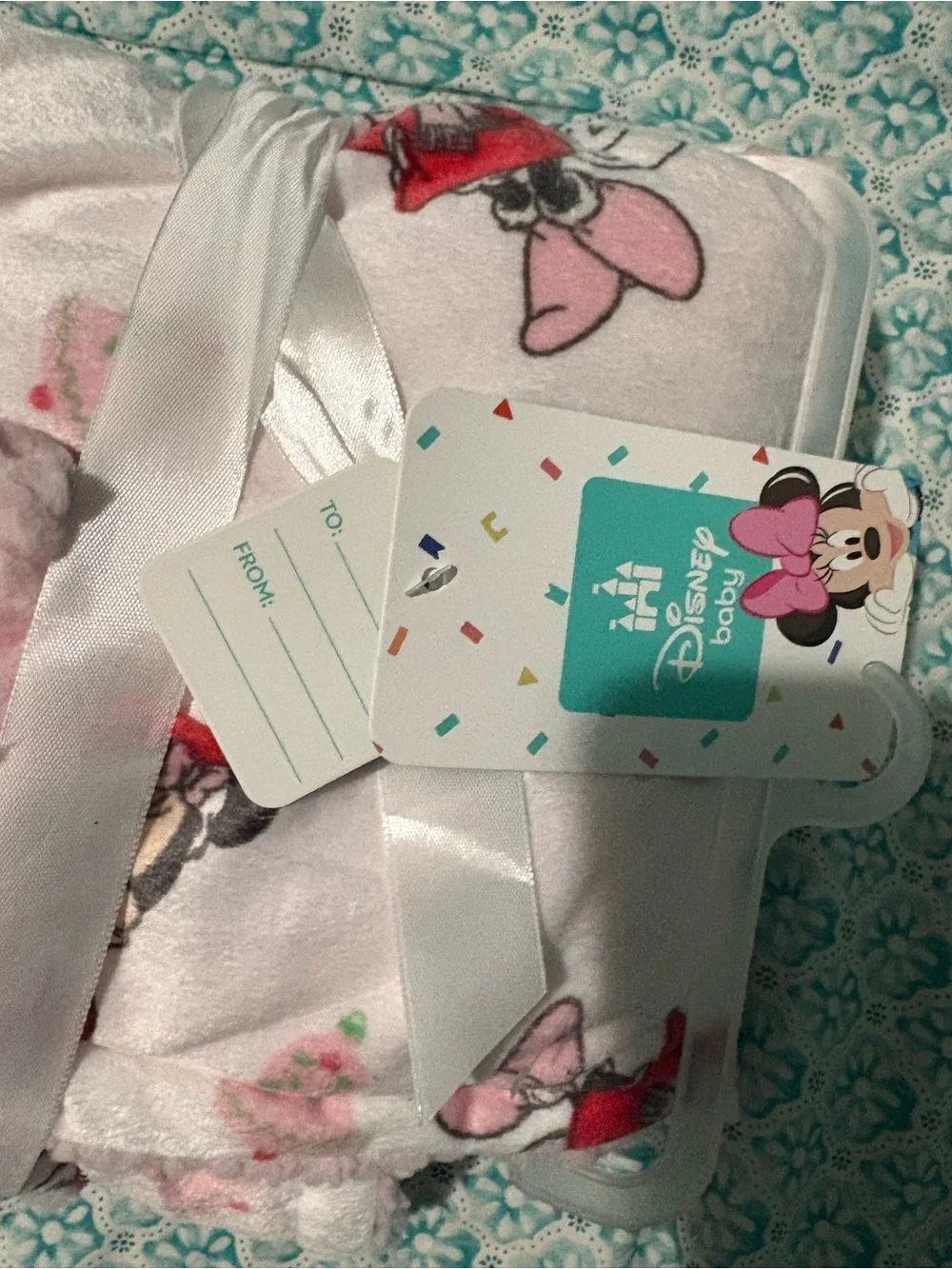 Disney Baby Pink Minnie Mouse Plush Blanket with Ribbon